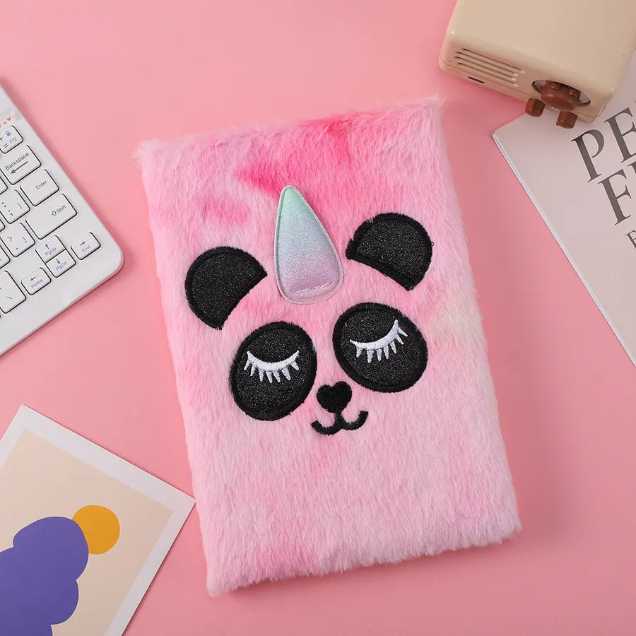 Adorable Plush Notebook Cute Cat And Penguin Design Children's Scrapbooking Notebook Creative New Arrival Colorful Wood Pulp Material