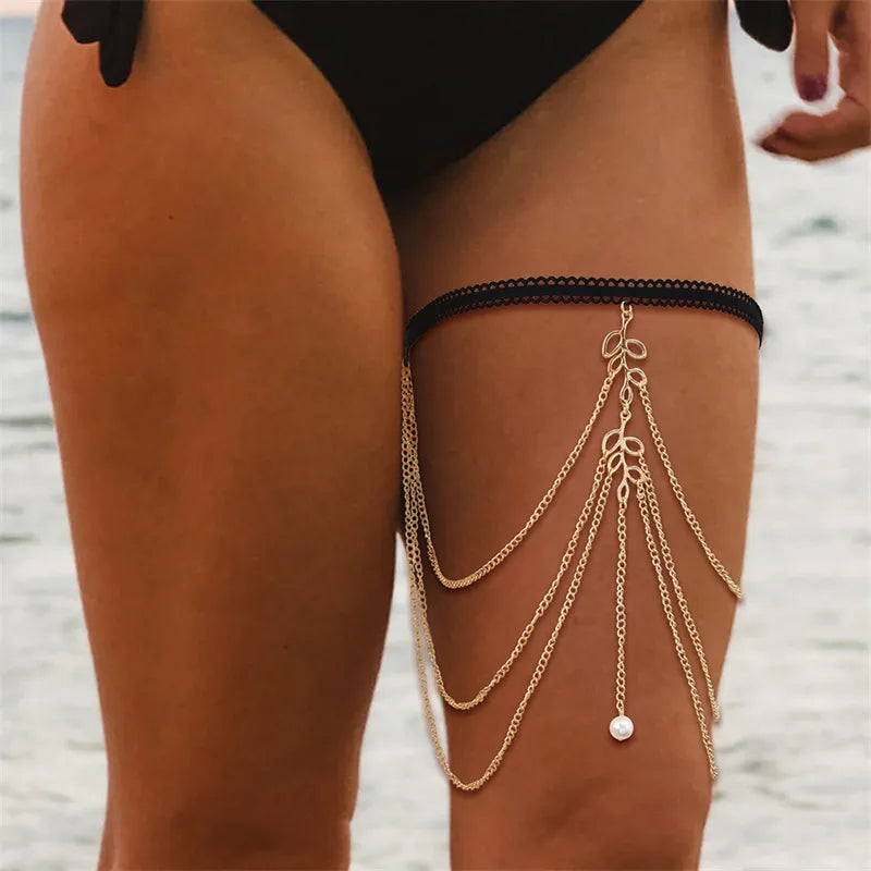 wholesale jewelry beach geometric metal brass artificial pearls rhinestones zircon 18k gold plated gold plated silver plated body chain