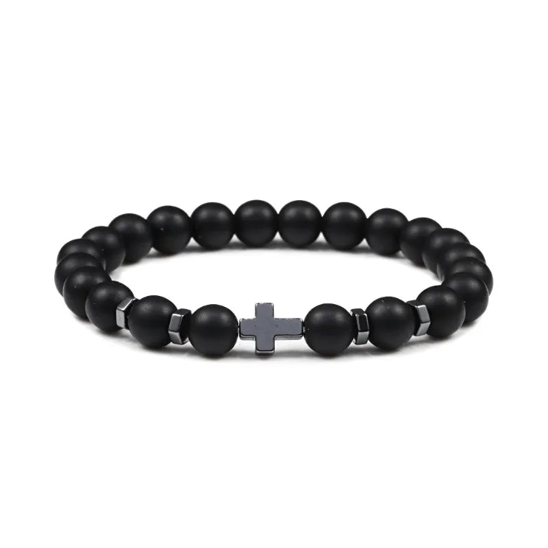 Hot Selling Natural Stone Cross Bracelet Fashion Niche Men's Bracelet Gift Yiwu Jewelry Wholesale