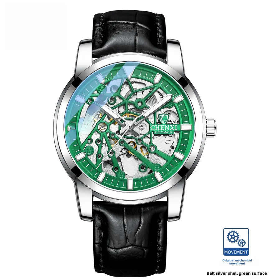 CHENXI CHENXI hollow automatic mechanical watch men's waterproof belt luminous  live broadcast mechanical watch