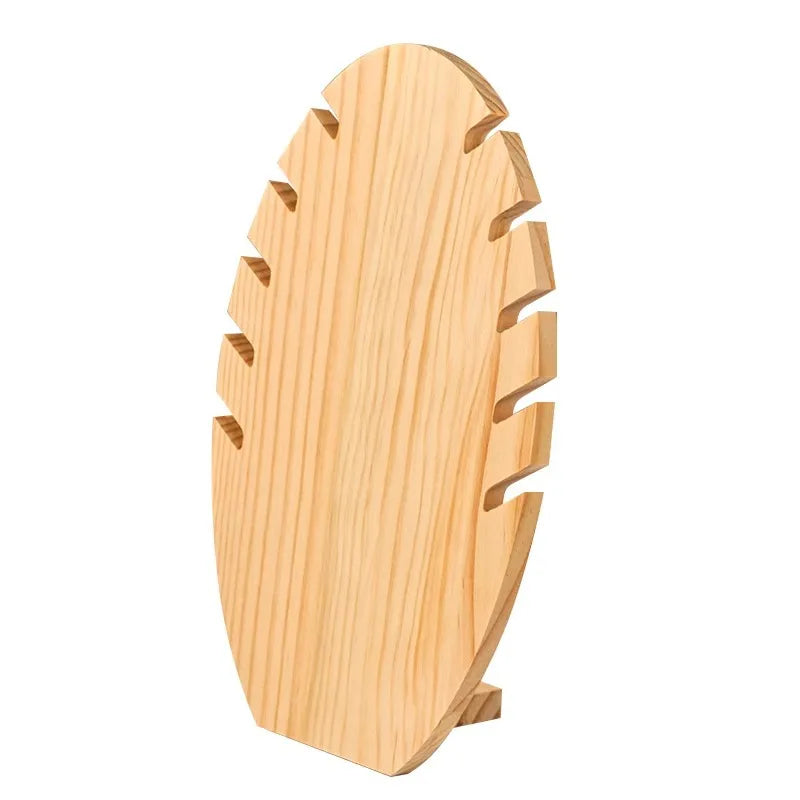 Simple Solid Wood Necklace Bracelet Jewelry Display Stand Artistic Style Banana Leaf Pattern Storage Rack For Stall Selling