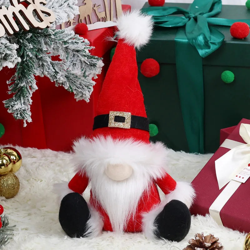 Christmas Long-Cap Style Santa Claus Decoration Rudolph The Reindeer Sprite Window Display Ornament Festive Polyester Decoration