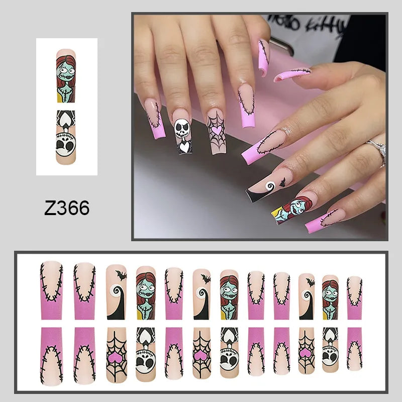 halloween cute retro french style cartoon spider web abs nail patches 1 set