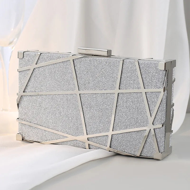 red black gold metal geometric square evening bags
