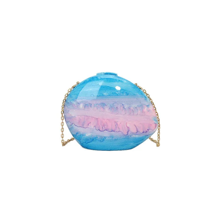 Pink Red Green Arylic Marble Oval Evening Bags