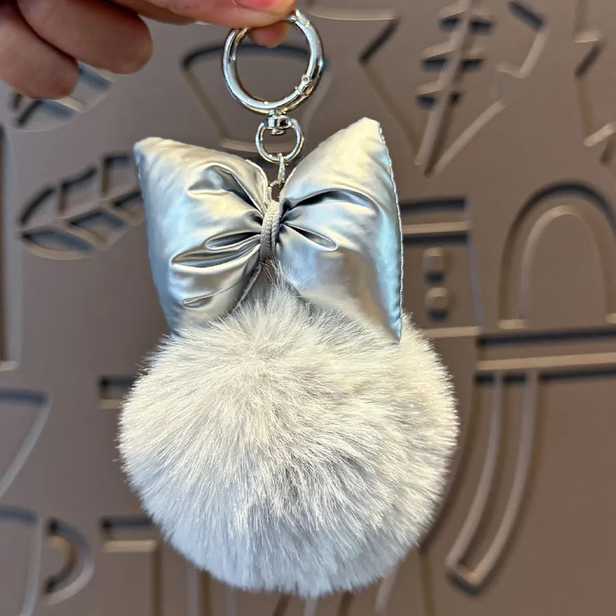 Cute Metal Keychain Pendant Beaded Bookbag Girl's Bag Charm  Style Cartoon Design Half Handmade Flower