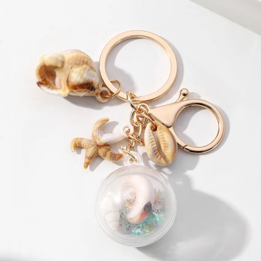 Marine Style Starfish Conch Arylic Unisex Bag Pendant Keychain