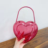 Rose Red PVC Heart Shape Solid Color Transparent Heart-shaped Evening Bags