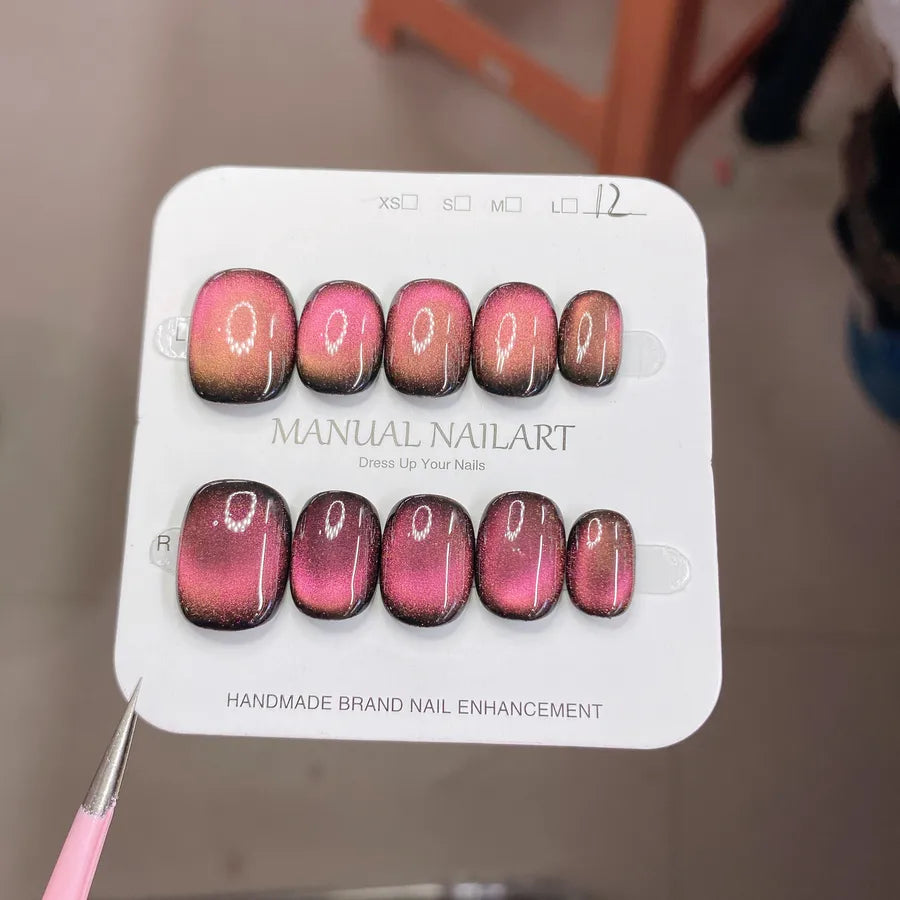 Handmade Wearable Nail Art Phototherapy Finished Product Sparkling Crystal Stone Cat's Eye Removable Starry Sky Pattern Simple Style
