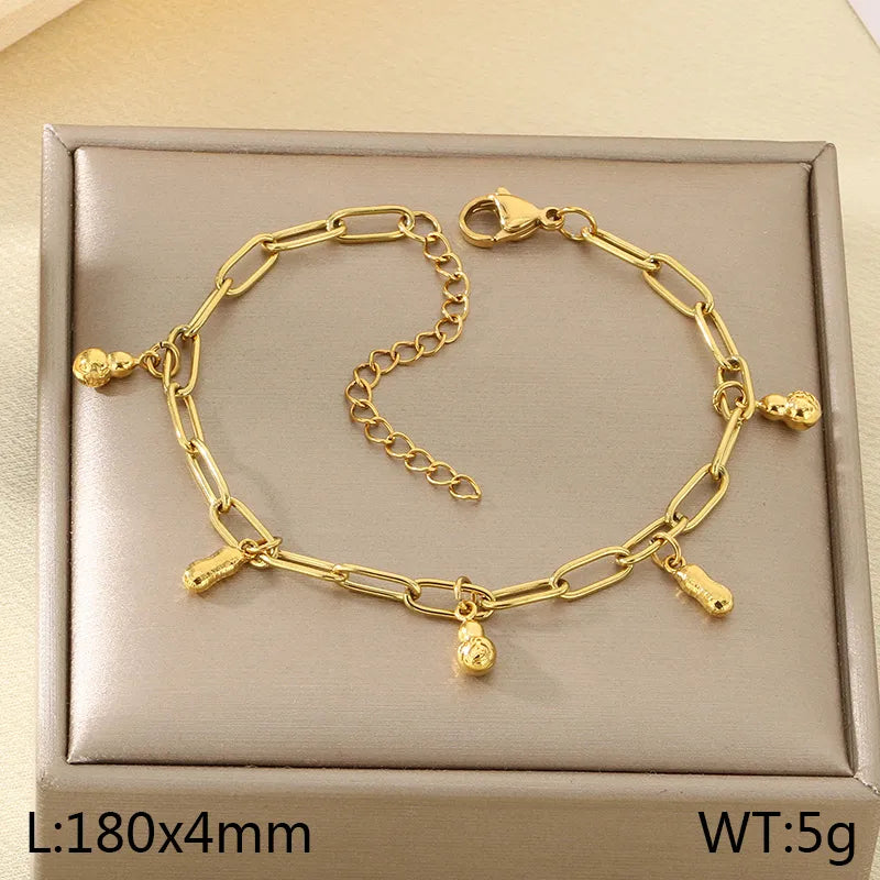IG Style Vintage Style Cherry Ocean Butterfly 304 Stainless Steel 18K Gold Plated Paperclip Chain Bracelets In Bulk