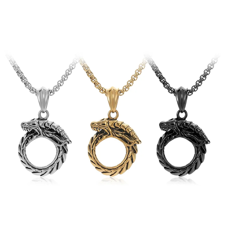 Casual Hip-Hop Retro Dragon 304 Stainless Steel Men's Pendant Necklace Men Pendant Necklaces
