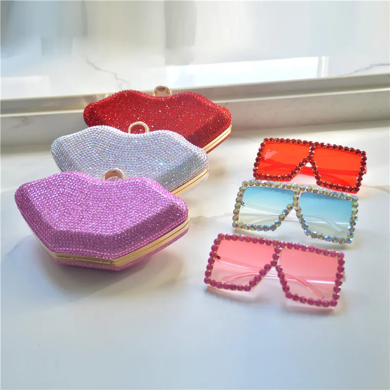 Women's Medium Rhinestone satin Solid Color Elegant Streetwear Square Lock clasp Evening Bag