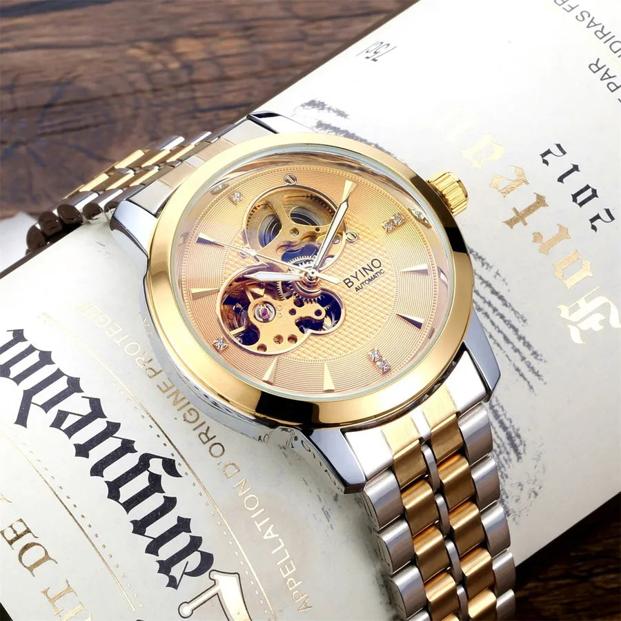 Business Solid Color Single Folding Buckle Mechanical Watch Men's Watches