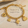 Casual Elegant Cute Geometric Heart Shape 304 Stainless Steel 18K Gold Plated Zircon cable chain Multi Charms Bracelet In Bulk
