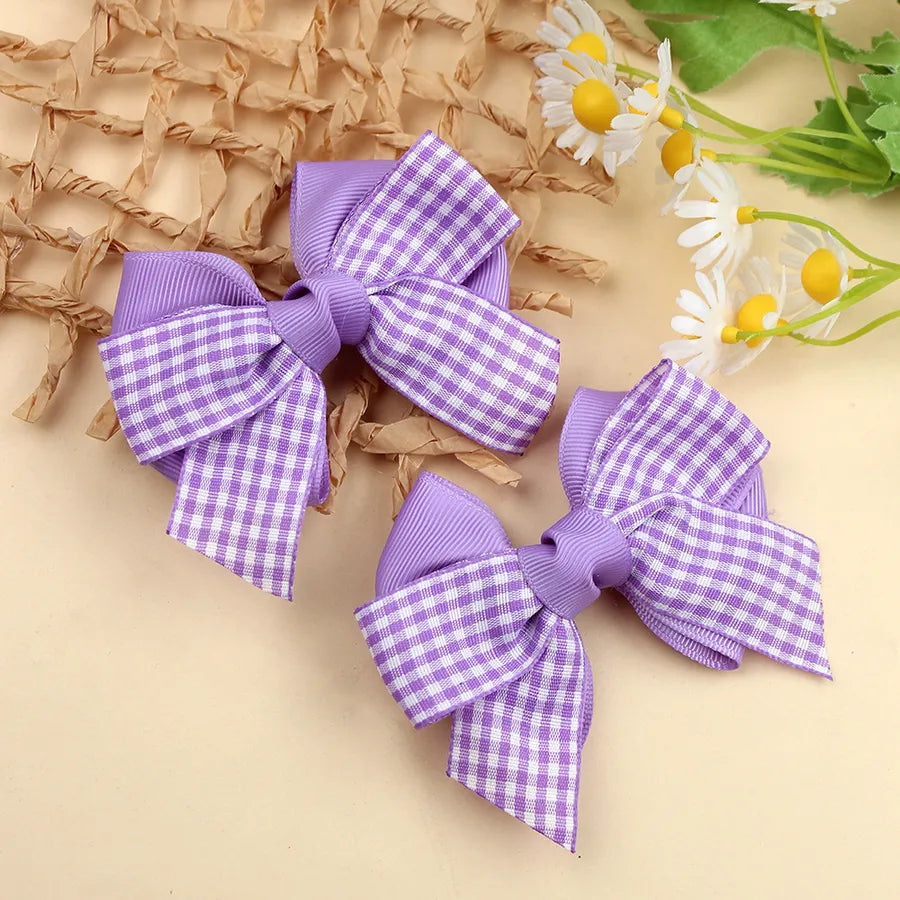 New British Academy Style Ins Pair of Fresh Plaid Bow Hairpin Handmade Hair for Girls
