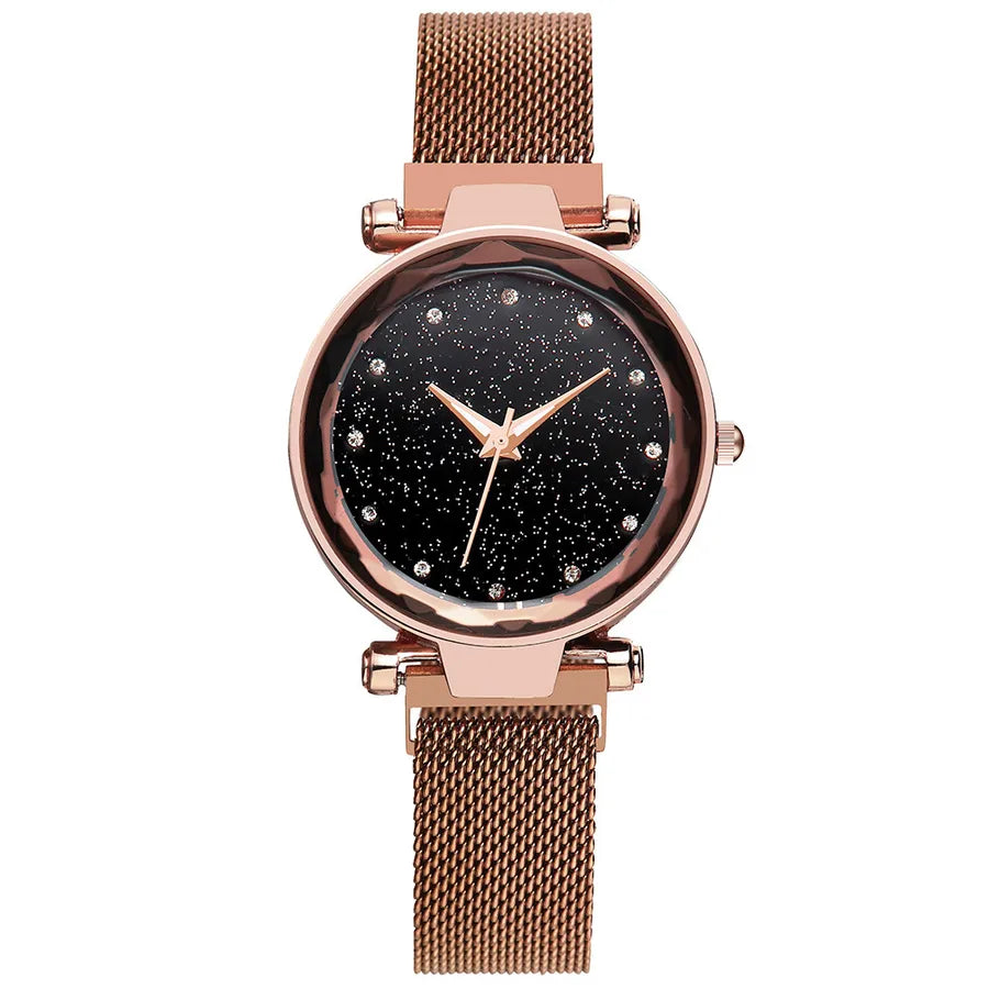 fashion starry sky surface magnet with quartz ladies bracelet watch   rhinestone watch wholesale nihaodropshipping
