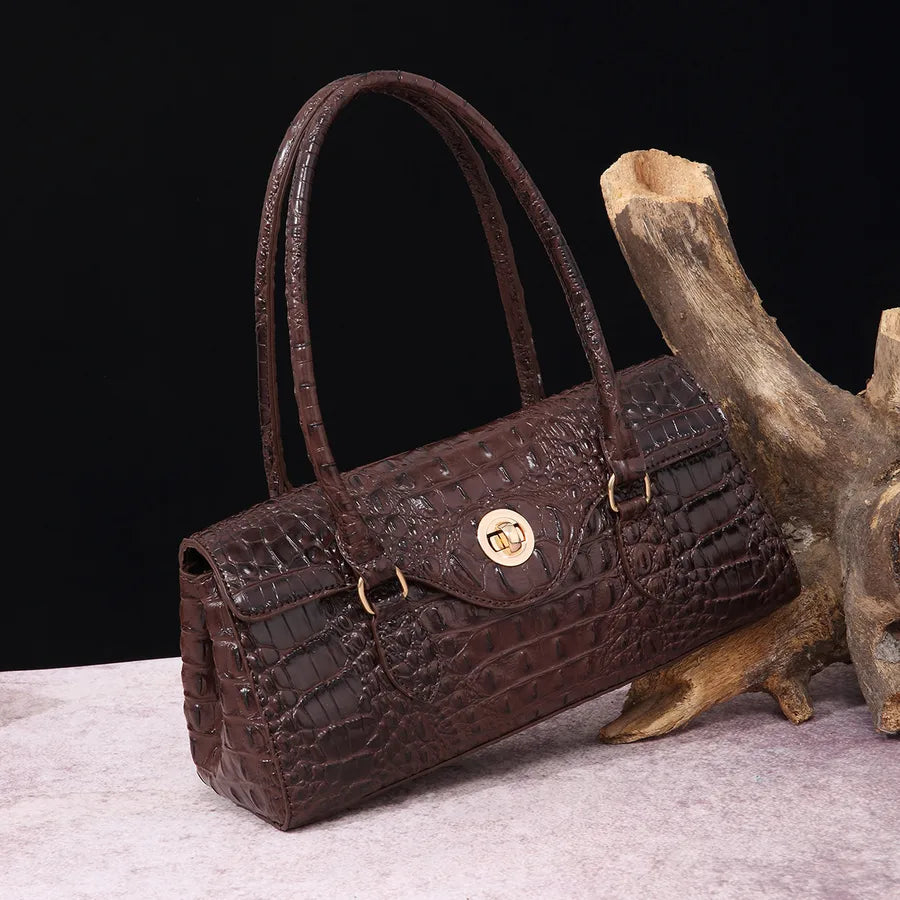 Women's Large Pu Leather Geometric Basic Vintage Style Square Lock clasp Handbag