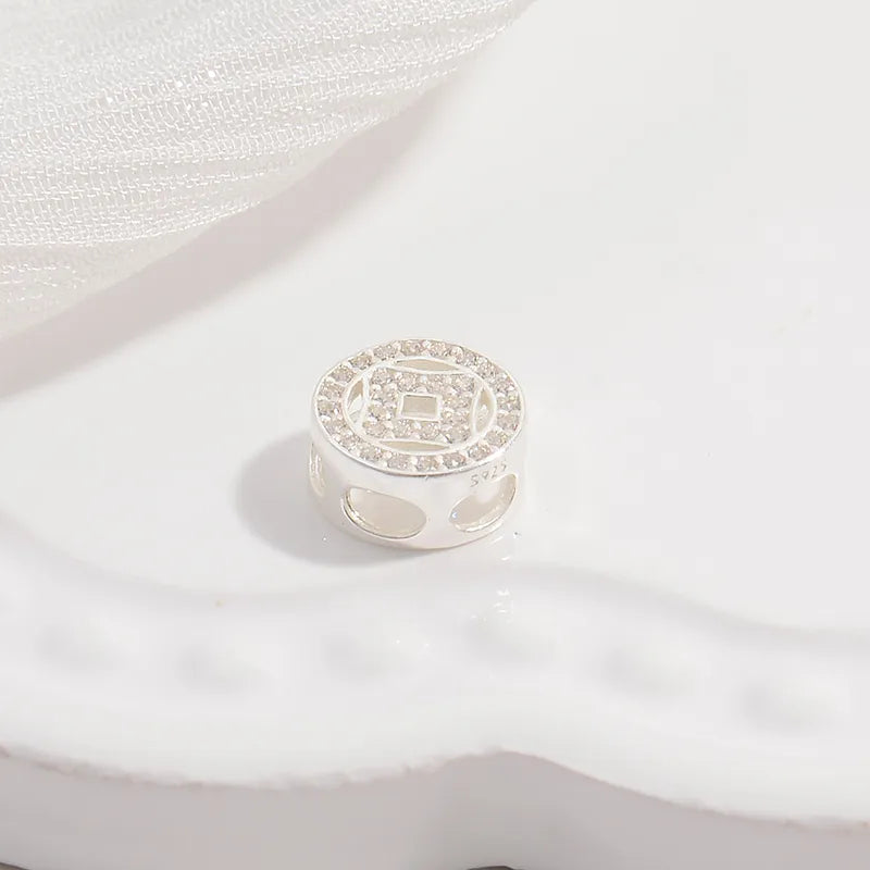 1 Piece 8.8*8.8mm Hole 6~9.9mm 925 Sterling Silver Zircon 22K Gold Plated Rhodium Plated Round Jewelry Accessories