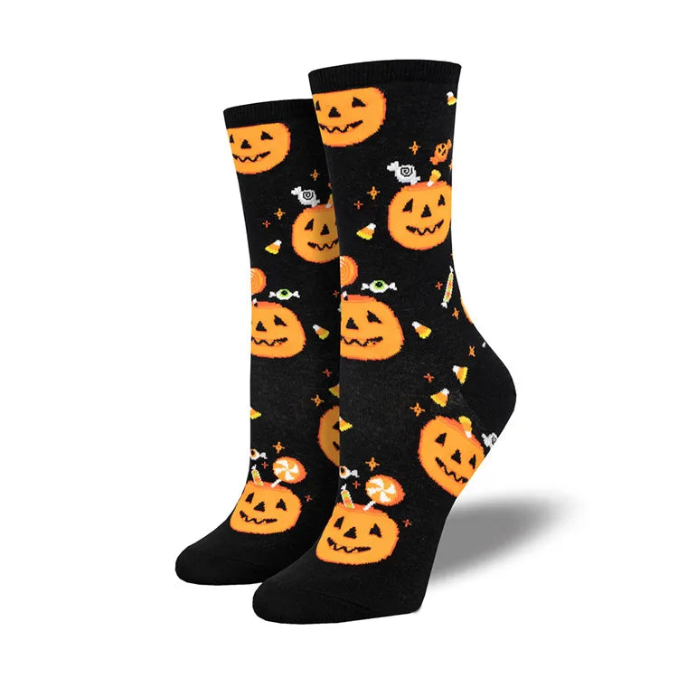 New Halloween Creative Funny Pumpkin Jacquard Tide Socks for Men and Women Couple Socks