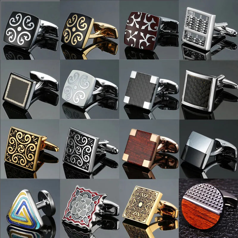 business geometric copper plating men's cufflinks