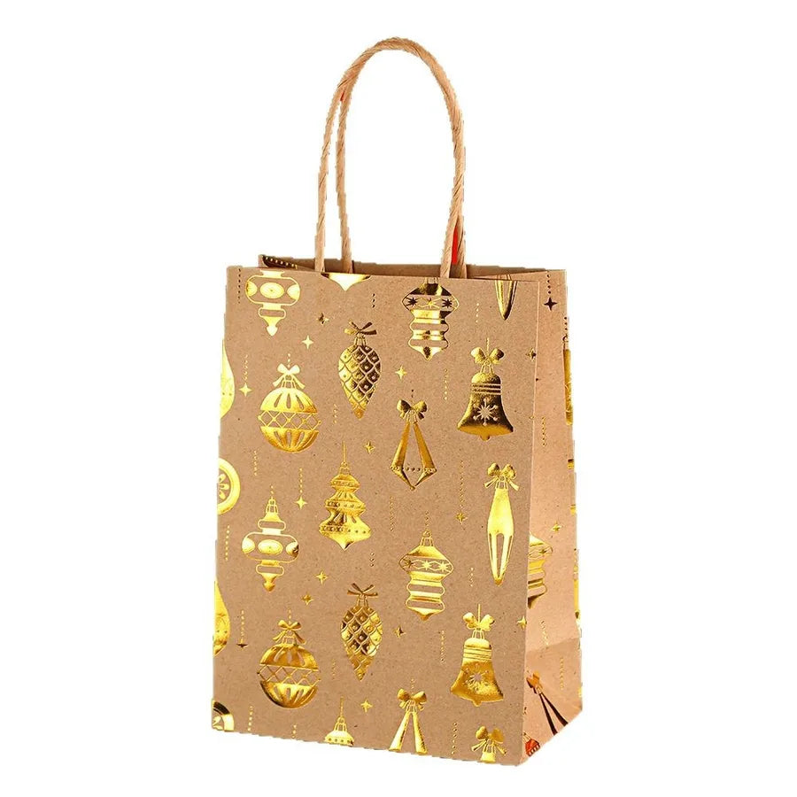 Christmas Snowflake Handbag Christmas Tree Deer Holiday Gift Bag Flat Bottom Party Kraft Paper Bag General Occasion Paper Bag
