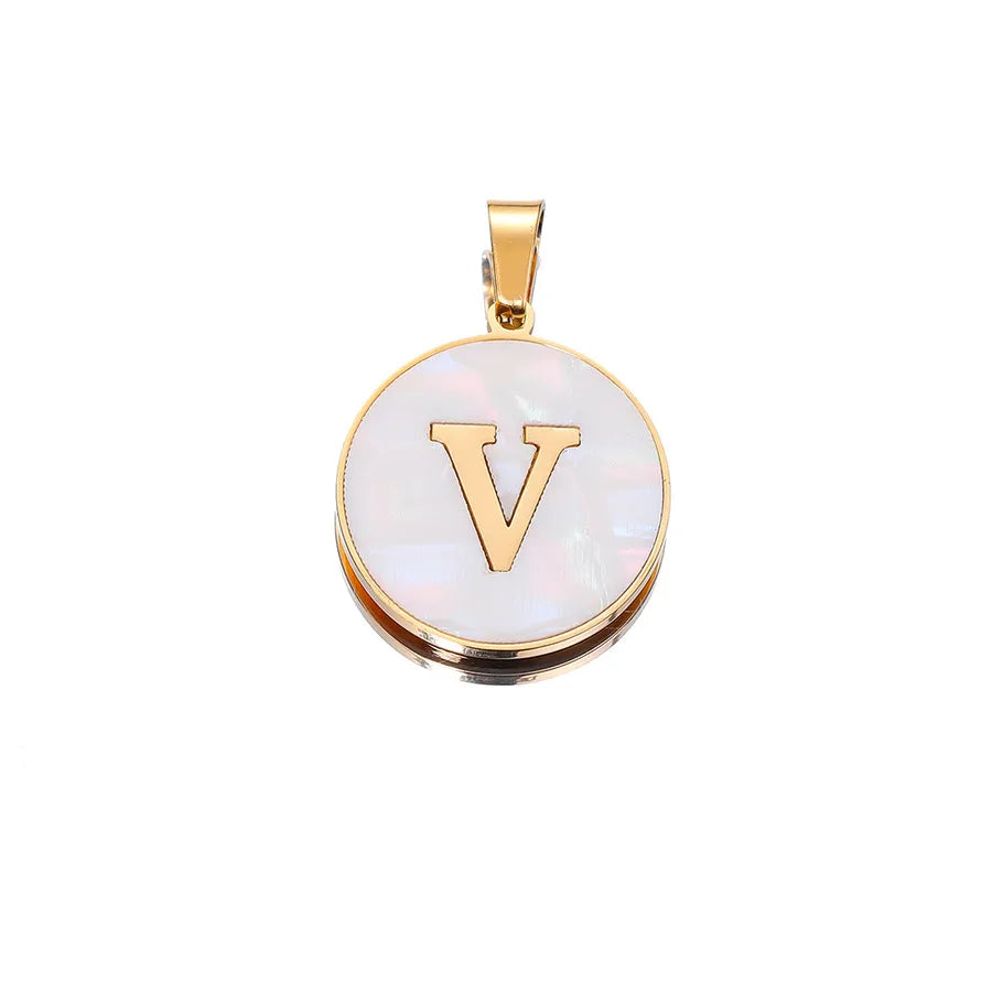 1 Piece 22mm Hole 4~4.9mm 304 Stainless Steel Fritillary Letter Pendant Jewelry Accessories