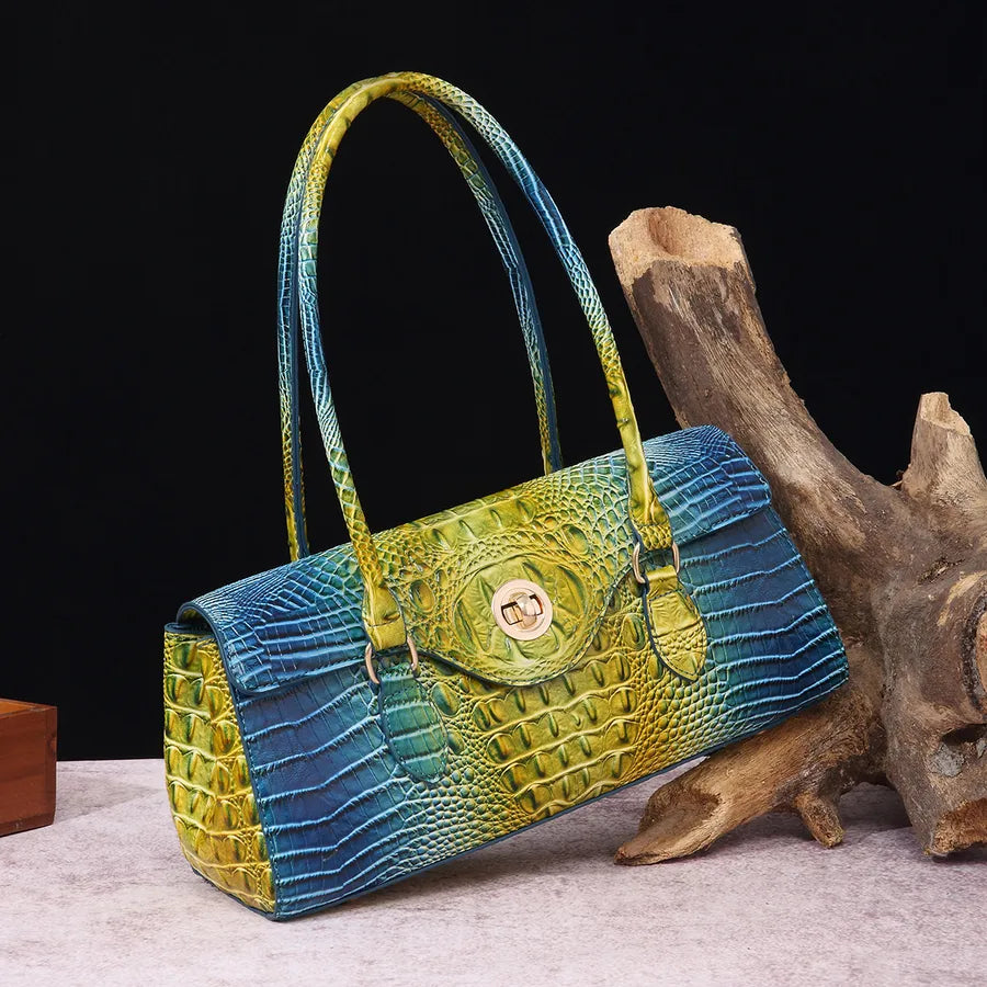 Women's Large Pu Leather Geometric Basic Vintage Style Square Lock clasp Handbag