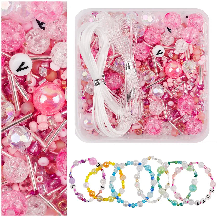 1 Set Plastic Glass Letter Color Block Beads
