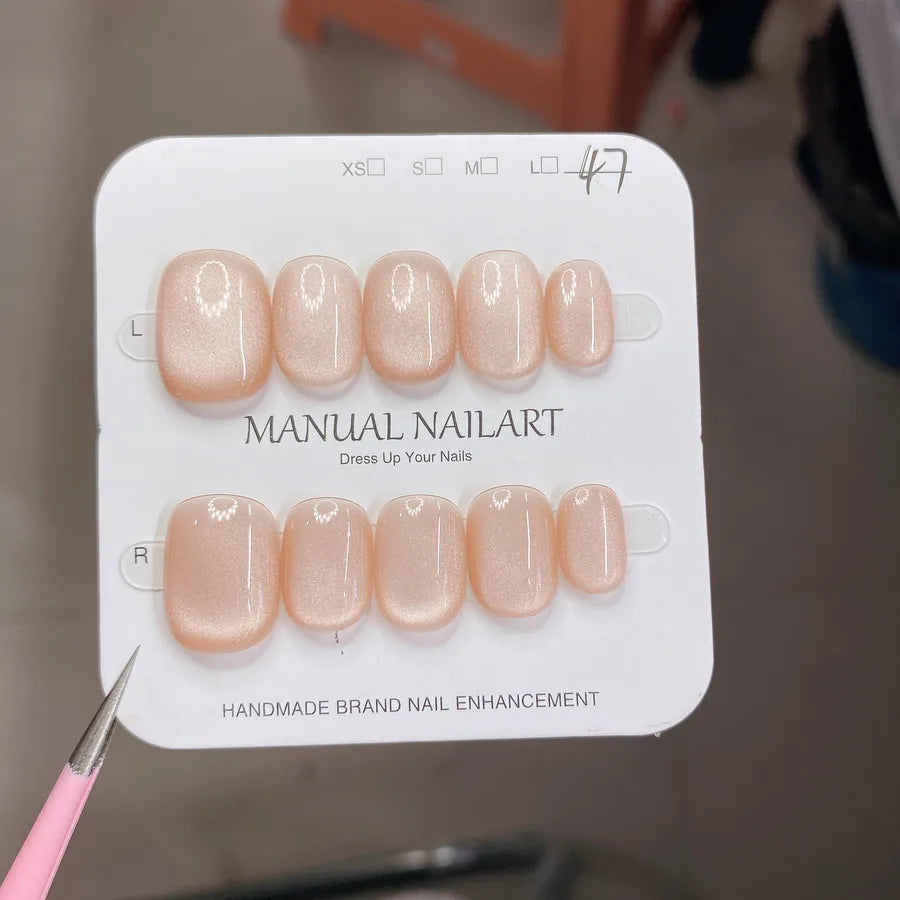 Handmade Wearable Nail Art Phototherapy Finished Product Sparkling Crystal Stone Cat's Eye Removable Starry Sky Pattern Simple Style