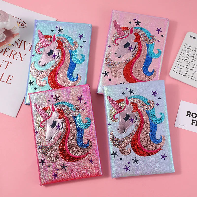 Adorable Cartoon  And Rabbit Handmade Notebook Journal For Kids And Teenage Girls Sparkling Memo Book Simple Style