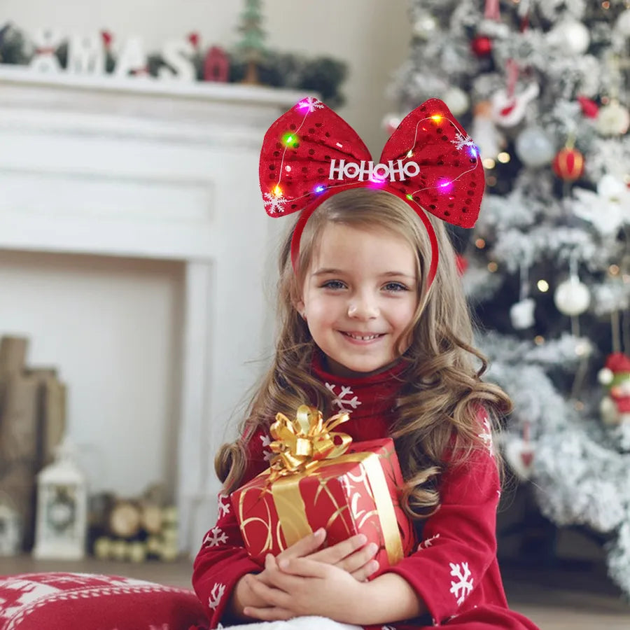 Christmas Cartoon Style Cute Bow Knot Antlers Plastic Party Festival headband