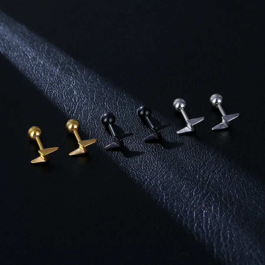1 piece fashion lightning stainless steel plating ear studs