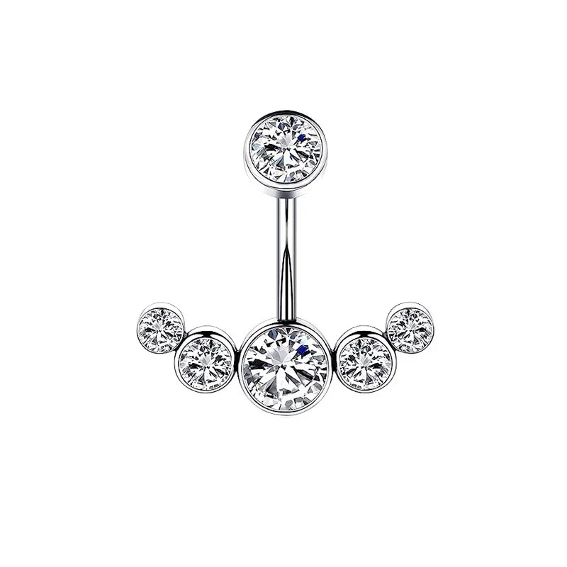 1 Piece Belly Rings Simple Style Classic Style Solid Color 304 Stainless Steel Inlay Zircon Belly Rings
