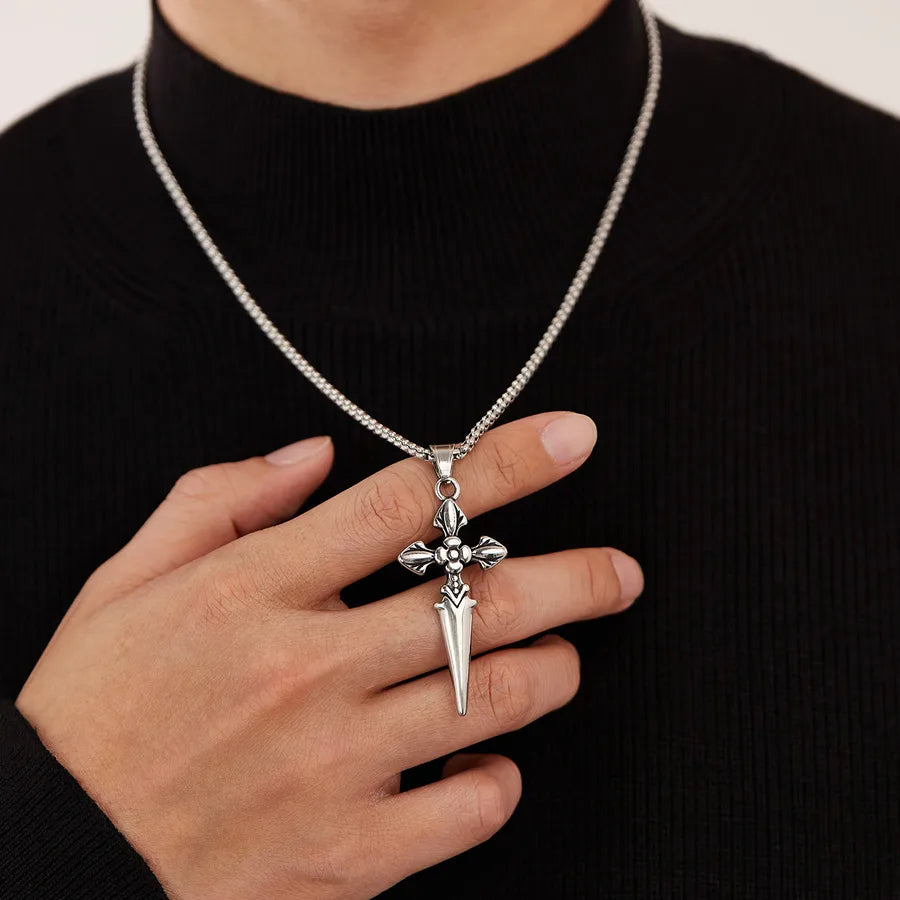 Rock Punk Cross 304 Stainless Steel Men's Pendant Necklace Men Pendant Necklaces