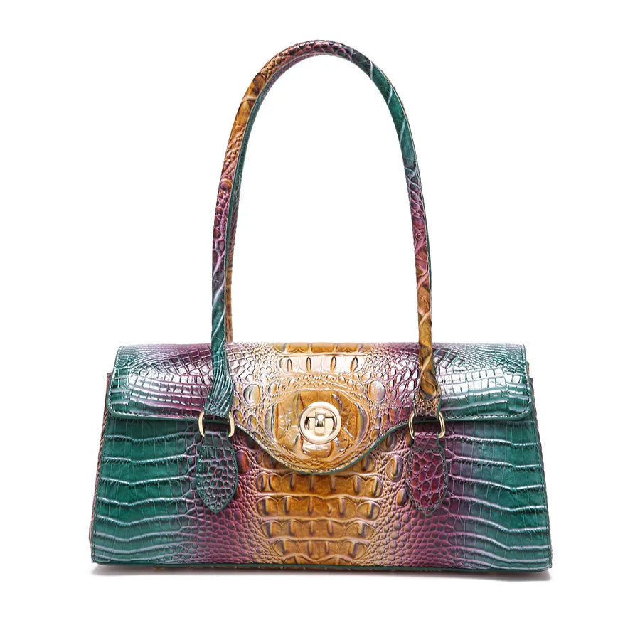 Women's Large Pu Leather Geometric Basic Vintage Style Square Lock clasp Handbag