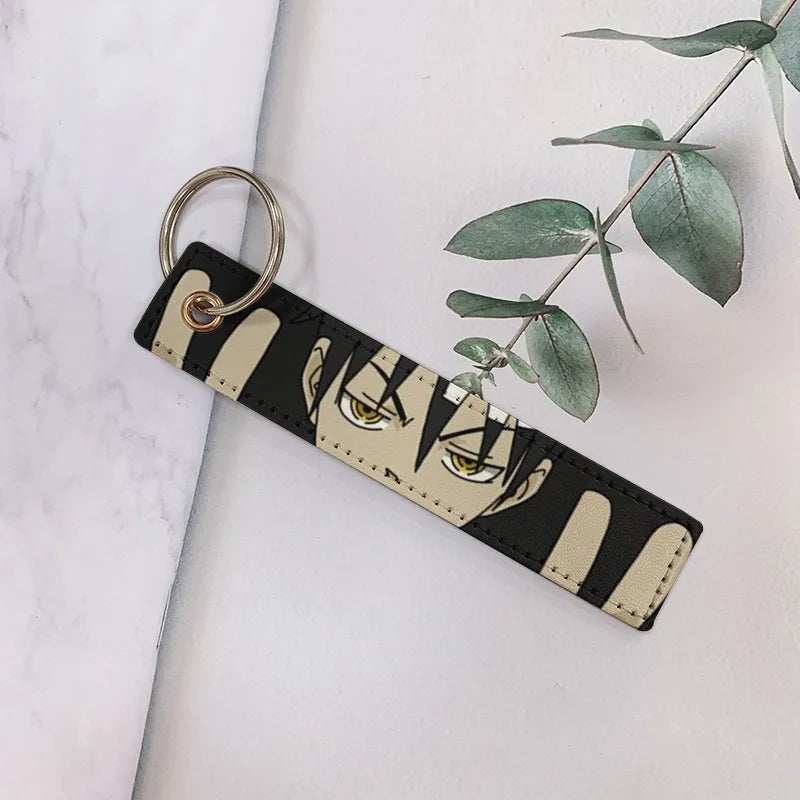 cartoon style cartoon pu leather printing bag pendant keychain
