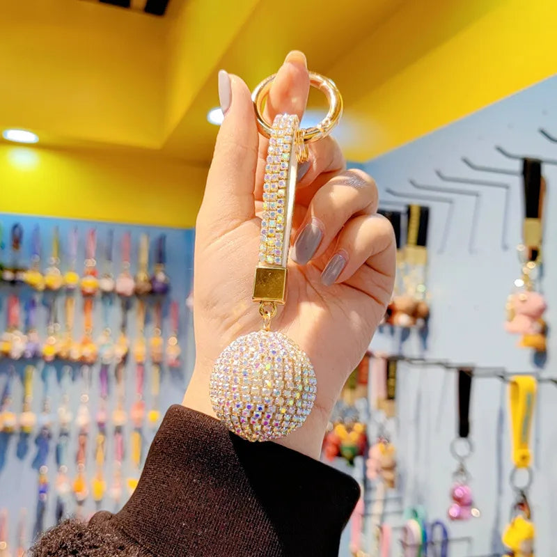Creative Gift New Crystal Ball Car Keychain Glittering Diamond Ladies Handbag Pendant Christmas Valentine's Day New Year