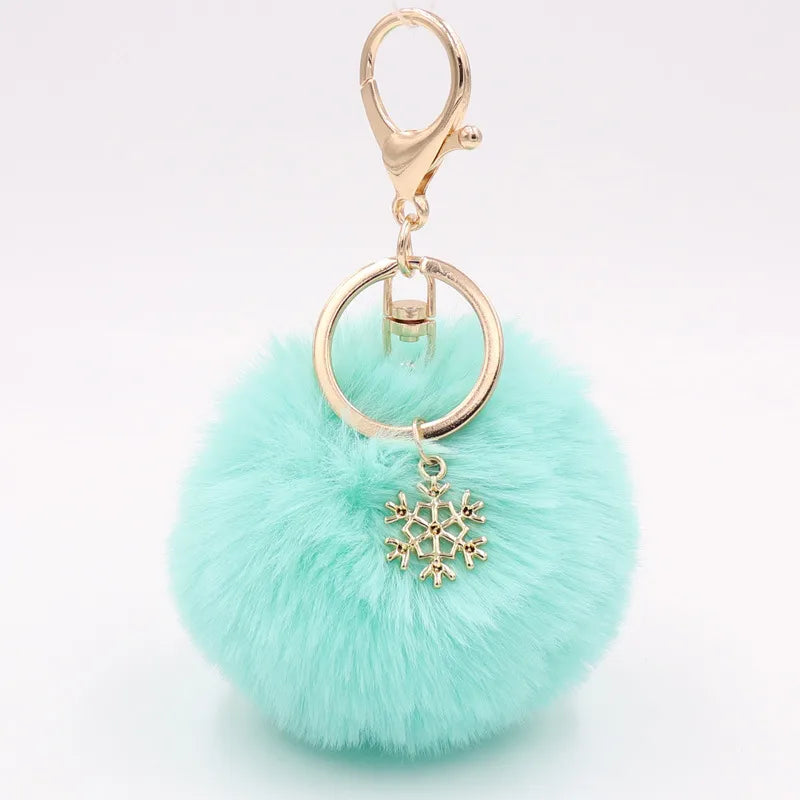 fashion snowflake alloy plush unisex bag pendant keychain 1 piece