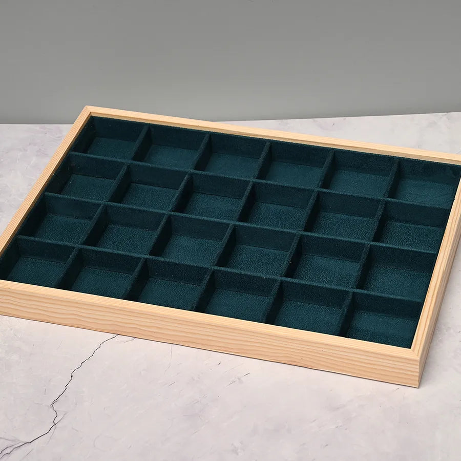 Rectangular Jewelry Display Stand Storage Box Earring Ring Bracelet Ring Holder Artificial Wood Velvet Handmade Simple Style