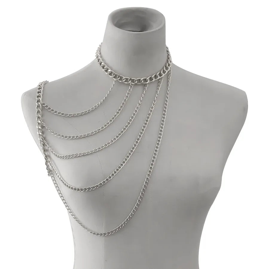 Fashion Hanging Neck Chain Clavicle Necklace Sexy Geometric U-shaped Tassel Single Shoulder Body Chain for Women