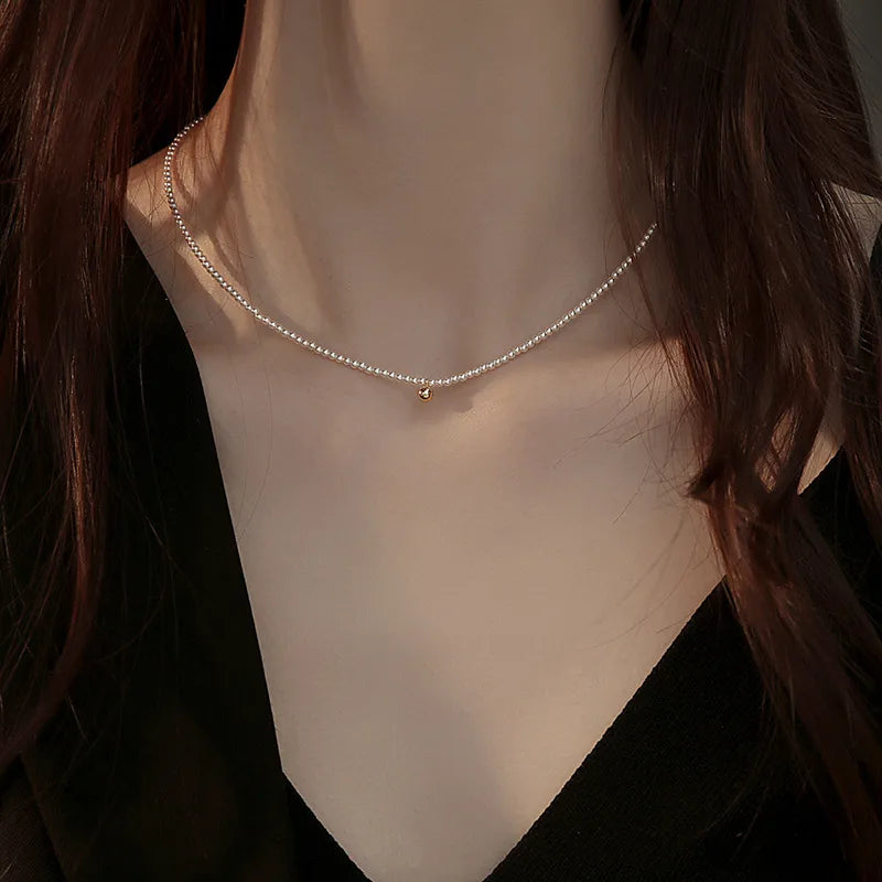 Zhong Chuxi same Choker freshwater baby Pearl small gold bean retro American 14K gold bag women's necklace pair