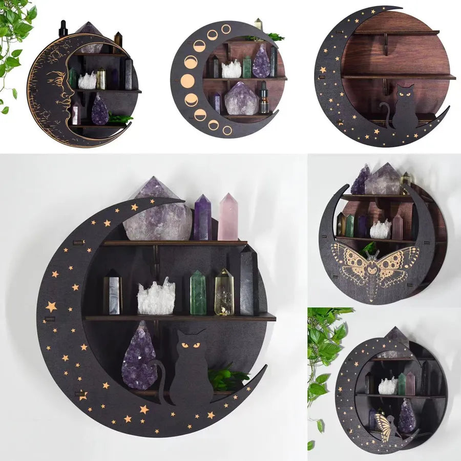 retro moon basswood storage rack 1 piece