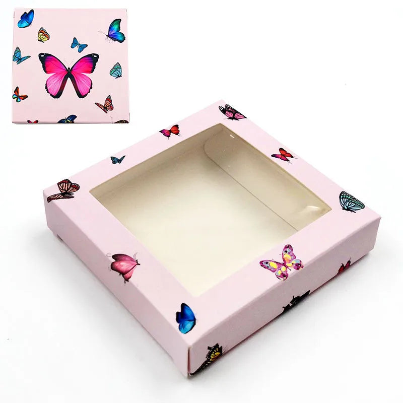 new square butterfly window false eyelash card paper box