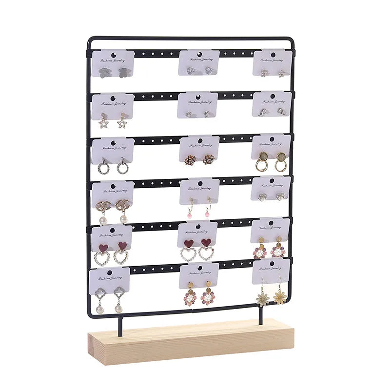 Simple Style Solid Color solid wood Iron Jewelry Display Jewelry Rack