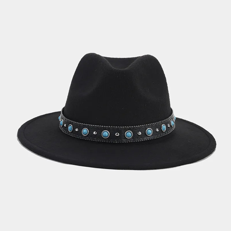 women's elegant basic solid color big eaves fedora hat