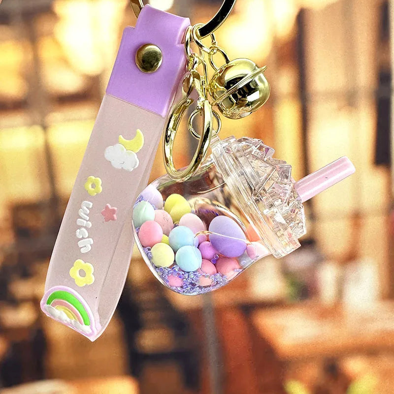 cartoon style cute cup arylic women's bag pendant keychain