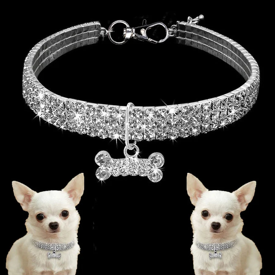 new rhinestone inlaid neckband necklace exquisite crystal collar pet supplies crystal ornament in stock wholesale
