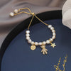 elegant cute lady bear freshwater pearl copper inlay artificial gemstones bracelets
