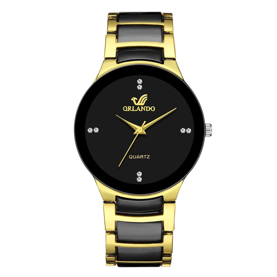 Business Simple Style Color Block Double Side Snaps Quartz Men's Watches