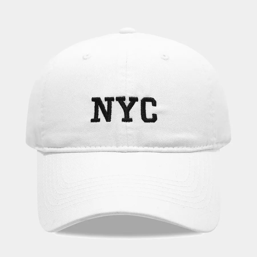 Retro American NYC Letter Embroidery Soft Top Baseball Cap Women's Sporty Summer Hat Face Slimming Men's Sunshade Cap